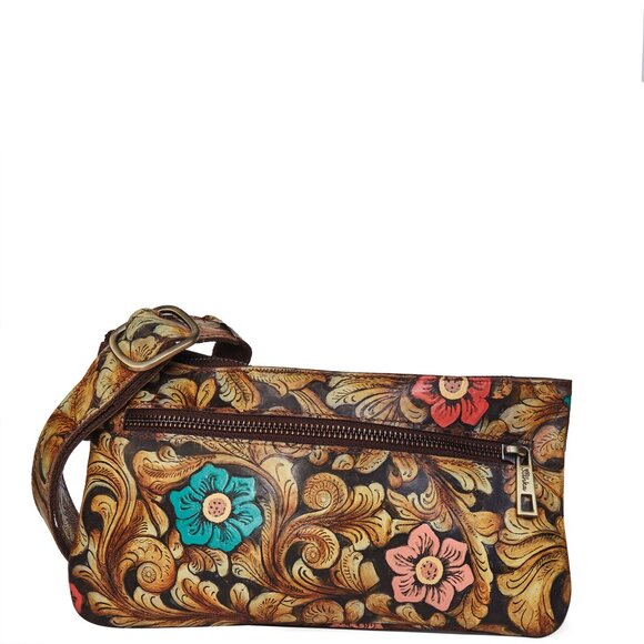 Hand-Painted Floral Artwork Leather Crossbody Fanny Pack – Waist Bag for Women - Picture 1 of 7